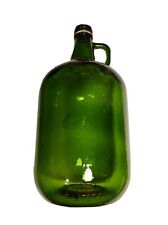 Vintage Embossed - One Gallon - Green Glass Finger Loop Jug With Metal Cap picture