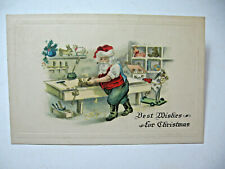 1919 Santa in Workshop Christmas Postcard picture