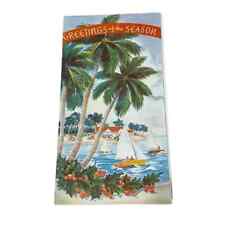 Tichnor Greetings of the Season Tropical Sailboats Vintage Christmas Card picture