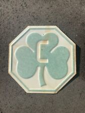 Vintage Cleary Construction Embossed Advertising Sign Shamrock Three Leaf Clover picture