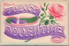 1911 VALENTINE'S DAY Embossed Postcard Air-Brushed TO MY VALENTINE Large Letter picture