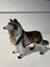Vintage Tri Color Collie Dog Figurine  High Gloss Porcelain 9x7 picture