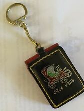 FIAT 1899 Park-Groschen Keyring Red Leather Snap Pouch Vintage picture