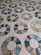 Vintage hand pieced 1930’s ring flower quilt top 92x70 exceptional picture