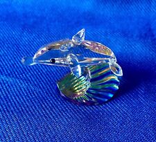 Rare Austrian Crystal Figurine Dolphin On A Wave LQQK picture