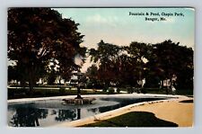 Bangor ME-Maine, Fountain & Pond, Chapin Park, Scenic, Vintage Postcard picture