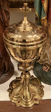Lg Antique Vtg Ciborium frm Catholic Church Ornate w Silver Cup 13”H Lot 101 picture