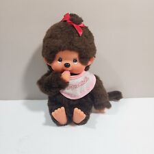 VINTAGE Monchhichi Sekiguchi Monkey 7” Doll Pink Pacifier Pink Bib Red Bow picture