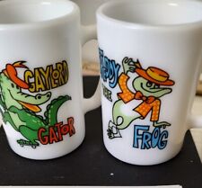 Vtg 1969 Freddy The Frog & Gaylord Gator Mug Cup Avon Good Color Milk Glass USA picture