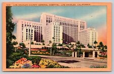 Postcard CA Los Angeles LA County General Hospital Linen A18 picture