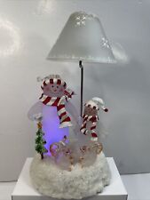 ACRYLIC LIGHT UP SNOWMAN FAMILY With Squirrels. Tea Light Candle + Batteries. picture