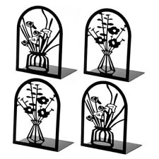 Book Ends, 2 Pairs Metal Bookends, Flower Book Ends for 2Pairs Style B+C picture