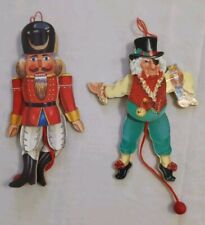 Lot Of Vintage Christmas Ornaments Pull String Dancing Figures Nutcracker Pirate picture
