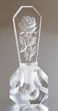 Vintage Hand Cut Crystal Perfume Bottle Reverse Embossed Roses Dauber picture