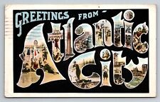 Greetings From Atlantic City New Jersey Antique Posted 1921 Postcard picture