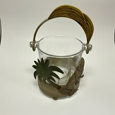 Vintage 2-PIECE Ice Bucket Palm Tree Tiki Monkey Banana Handle ITALY- MCM picture