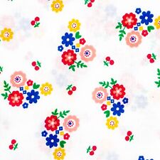 Vintage Fabric Bright Cheerful Florals Cherries BTHY Half Yard Dressmaking picture