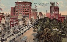 Columbus OH Ohio High St View Trolley Mills Hotel Advertising Vtg Postcard Q8 picture