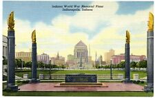 Indiana World War Memorial Plaza Indianapolis Indiana Vintage Linen Postcard picture