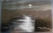Postcard NY Niagara Entrance to Gorge G.T.R. Bridge night view moon picture
