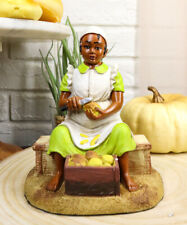 Ebros Vintage American History African American Girl Peeling Potato Statue picture