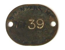 Vintage S. D. Myers Inc. Tool Check Tag #39 - Tallmadge, Ohio picture