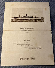 🔥Original 1913 S.S. SANTA MARTA First Class Passenger List For 8/6/1913 RARE picture