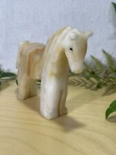 Vintage Hand-Carved Stone Onyx Horse Figurine, Statue, Decor, Statue, Equine picture