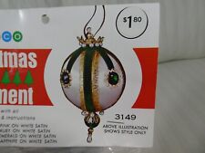 New Vintage Walco Christmas Tree Ornament Kit Satin White Green 3149 Jeweled O1 picture