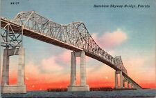 FL- Florida, Sunshine Skyway Bridge, Vintage c1954 Postcard picture