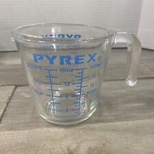 VTG Pyrex 516-O 2 Cup Glass Measuring Blue Letter 16 oz Handle Made in USA picture