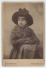 Antique Circa 1880s Cabinet Card Young Girl Wearing Hat Huntington, Long Island picture