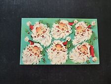 Vtg Christmas Greeting Card Jolly MULTI-Santa Claus Laughing 1950s  picture