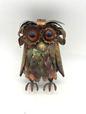Vintage Brutalist Owl Sculpture C Jere Era Copper Metal Mid Century Modern 8” picture