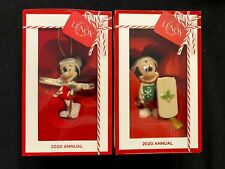 2020 Lenox Disney Showcase Christmas Ornaments Set Mickey Minnie Skiing Sledding picture