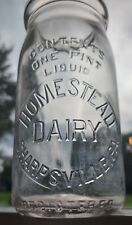 HOMESTEAD DAIRY SHARPSVILLE PA Pint Sour Cream Bottle Jar Mercer County Sharon picture
