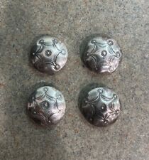 VINTAGE ROUND SILVER BUTTON COVERS (4) picture
