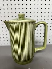 Vintage Green Ribbed Texture Pitcher 7” Tall picture