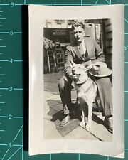 Vintage Photo Black White Snapshot Handsome Man With His Dog picture
