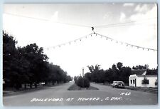 Howard South Dakota SD Postcard RPPC Photo Boulevard Cars Scene 1950 Vintage picture