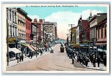 Washington Pennsylvania Postcard Chestnut Street Looking East Classic Cars 1930 picture