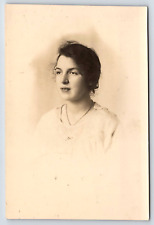 Postcard Young Woman In A White Dress Vintage Photograph Vintage Portrait A10 picture