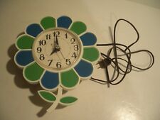 Vintage Spartus USA 60s-70s Flower Green/Blue Electric Wall Clock (Not Running) picture