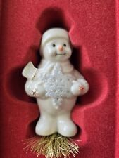 Lenox Snowman Holding Snowflake Gold Trim Christmas Ornament picture