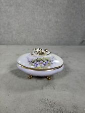 Vintage Egg Trinket Dish with Lavender Forget Me Nots Gilded Accents Footed picture
