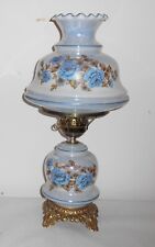Vintage GWTW Hurricane Lamps Accurate Castings Co Bleu Floral Lights 3 Ways picture
