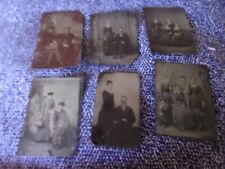 6 Old Antique TIN TYPE PHOTOS Well Drresed MEN AND WOMEN picture