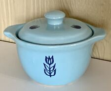 Vintage Cronin Blue Tulip Sugar Bowl/Mini Casserole w/Lid  Bake Oven USA 1950s picture