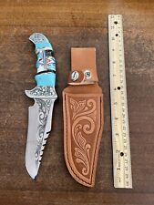 Native American Southwest Navajo Style Turquoise Inlay 9” Knife Nice Medium # M4 picture