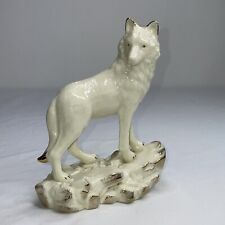 1999 Westland White Wolf Figurine # 9260 Accented W/ Gold Trim Great Condition picture